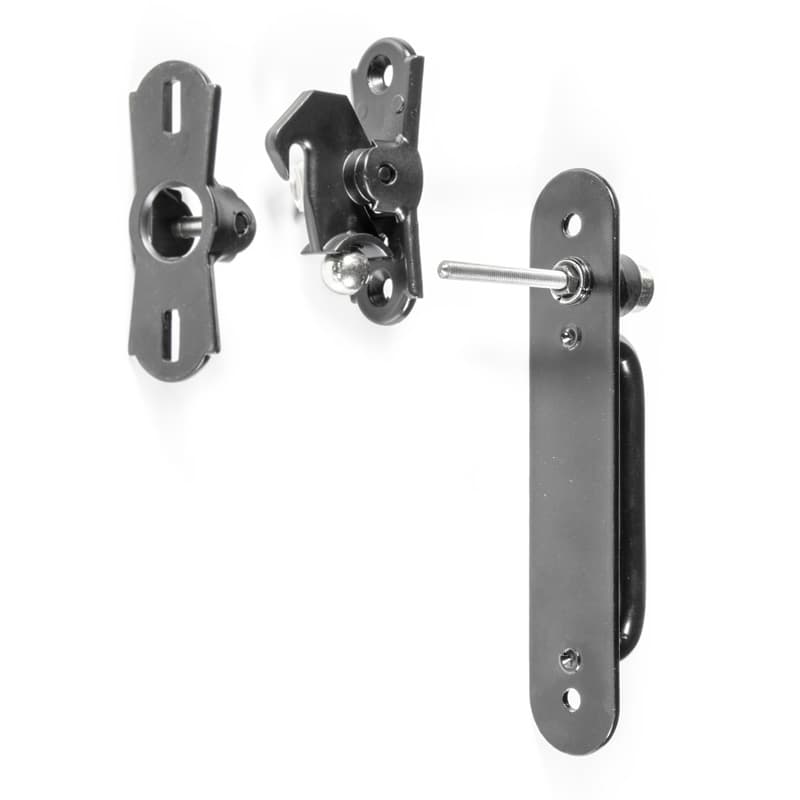 Fermapersiana a pulsante con maniglietta su placca in Ferro - Thumbnail 2